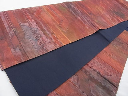 平和屋着物◎六通柄袋帯 幾何学文様 引箔 逸品 未使用 BAAI4054cm