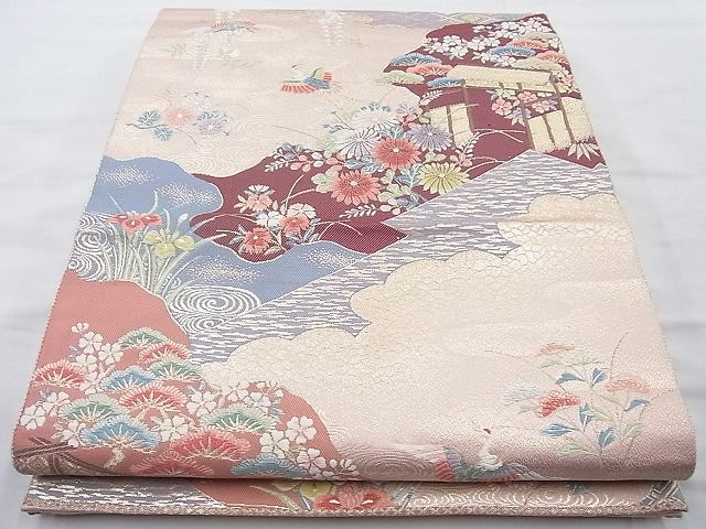 平和屋着物◎六通柄袋帯 唐織 道長春秋文 九百錦 金糸 逸品 BAAI4074cm