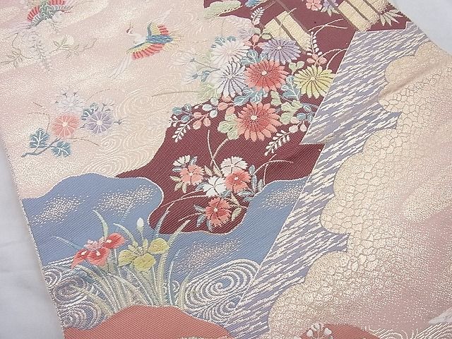 平和屋着物◎六通柄袋帯 唐織 道長春秋文 九百錦 金糸 逸品 BAAI4074cm