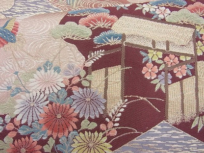 平和屋着物◎六通柄袋帯 唐織 道長春秋文 九百錦 金糸 逸品 BAAI4074cm