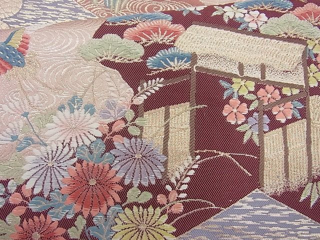 平和屋着物◎六通柄袋帯 唐織 道長春秋文 九百錦 金糸 逸品 BAAI4074cm
