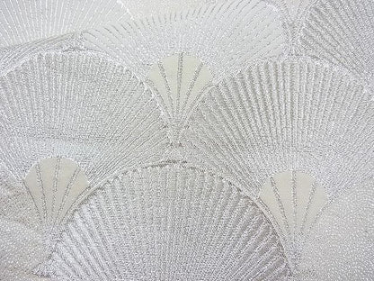 平和屋着物◎六通柄袋帯 扇面青海波 銀糸 逸品 BAAI4067cm