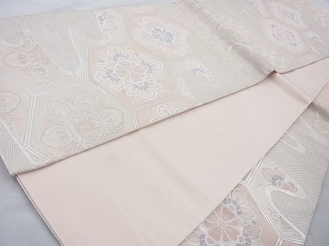 平和屋着物◎六通柄袋帯 唐織 粋秀亀甲 銀糸 逸品 BAAI4075cm