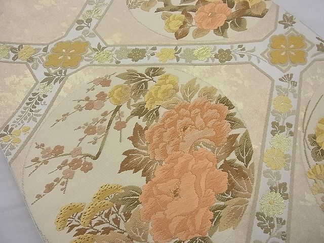 平和屋着物◎六通柄袋帯 唐織 蜀江花丸文 金糸 逸品 BAAI4081cm