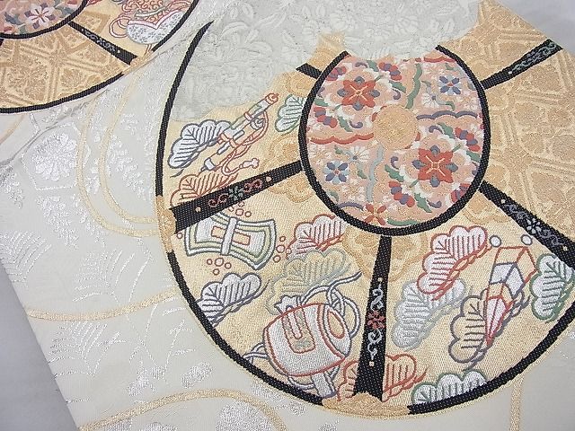 平和屋着物◎六通柄袋帯 唐織 源氏車 金銀糸 逸品 BAAI4077cm