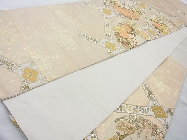 平和屋着物◎六通柄袋帯 唐織 蜀江花丸文 金糸 逸品 BAAI4081cm