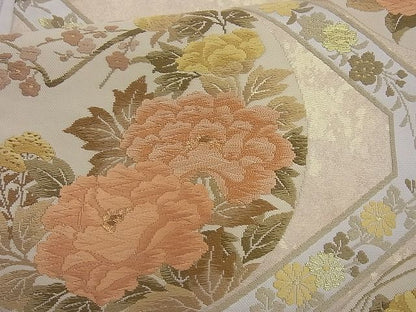 平和屋着物◎六通柄袋帯 唐織 蜀江花丸文 金糸 逸品 BAAI4081cm