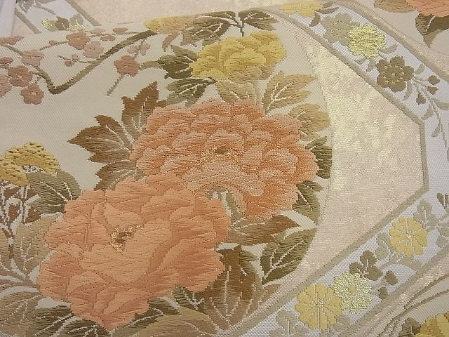 平和屋着物◎六通柄袋帯 唐織 蜀江花丸文 金糸 逸品 BAAI4081cm