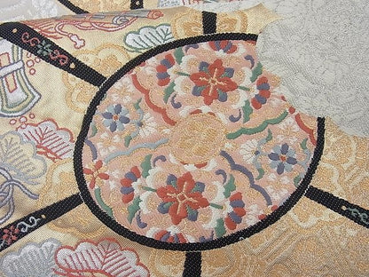 平和屋着物◎六通柄袋帯 唐織 源氏車 金銀糸 逸品 BAAI4077cm