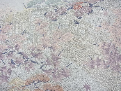 平和屋着物◎六通柄袋帯 唐織 御所解草花文 金銀糸 逸品 BAAI4129cm