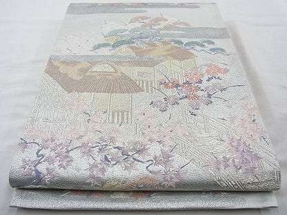 平和屋着物◎六通柄袋帯 唐織 御所解草花文 金銀糸 逸品 BAAI4129cm