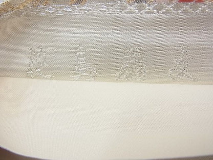 平和屋着物◎六通柄袋帯 唐織 花鳥扇文 金糸 逸品 BAAI4117cm