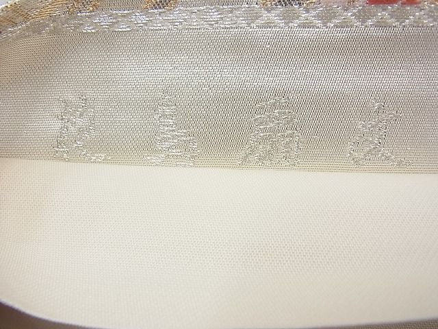 平和屋着物◎六通柄袋帯 唐織 花鳥扇文 金糸 逸品 BAAI4117cm