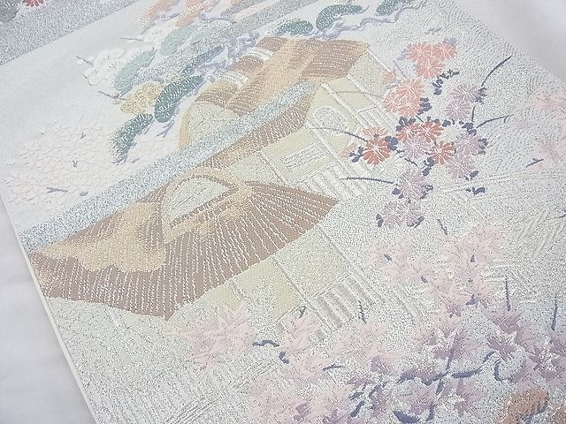 平和屋着物◎六通柄袋帯 唐織 御所解草花文 金銀糸 逸品 BAAI4129cm