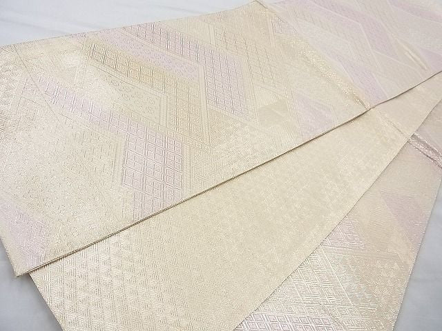 平和屋着物◎佐賀錦 全通柄袋帯 菱吉祥文 金糸 逸品 BAAI4136cm