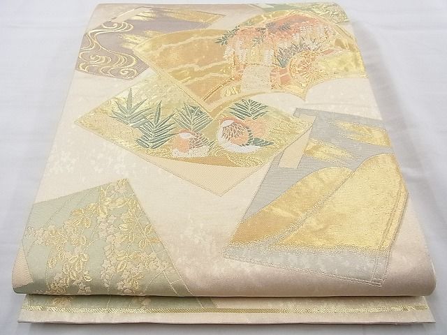 平和屋着物◎六通柄袋帯 唐織 謡本 金糸 逸品 BAAI4145cm