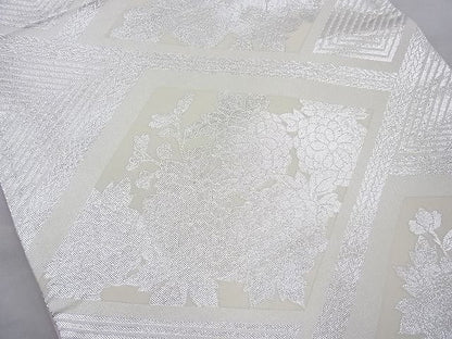 平和屋着物◎佐賀錦　両面六通柄袋帯　花菱　銀糸　やまとオリジナル　逸品　BAAI4147cm