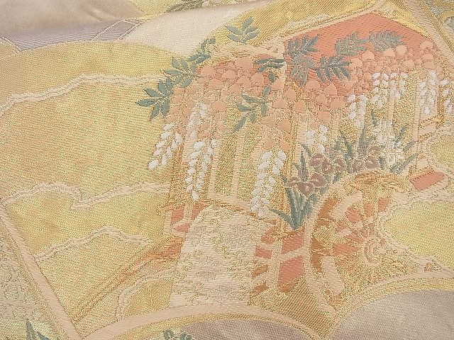 平和屋着物◎六通柄袋帯 唐織 謡本 金糸 逸品 BAAI4145cm