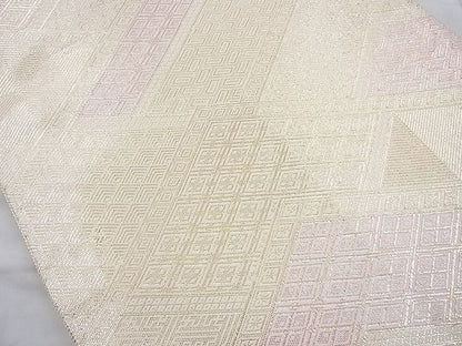 平和屋着物◎佐賀錦 全通柄袋帯 菱吉祥文 金糸 逸品 BAAI4136cm