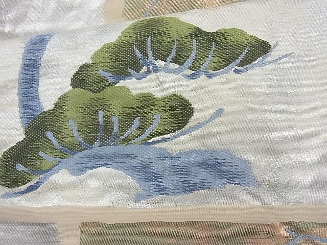 平和屋着物◎六通柄袋帯 唐織 琳派梅松文 金銀糸 逸品 BAAI4174cm