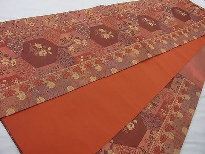 平和屋着物◎六通柄袋帯 紹巴 亀甲有職間道 逸品 BAAI4186cm