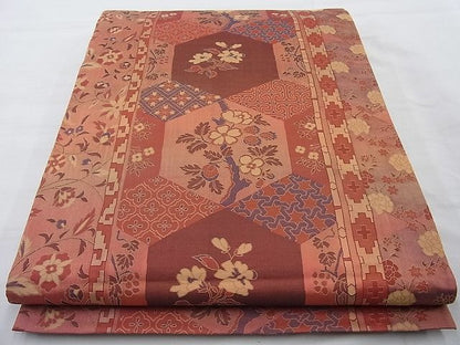 平和屋着物◎六通柄袋帯 紹巴 亀甲有職間道 逸品 BAAI4186cm