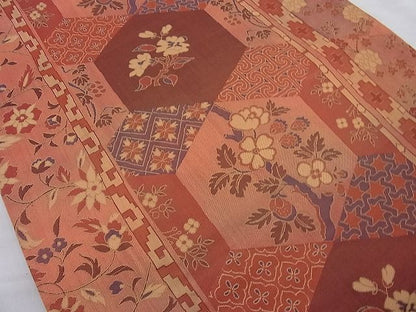 平和屋着物◎六通柄袋帯 紹巴 亀甲有職間道 逸品 BAAI4186cm