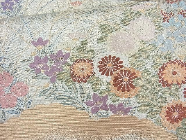 平和屋着物◎六通柄袋帯 唐織 秋草文 金糸 逸品 BAAI6222cm