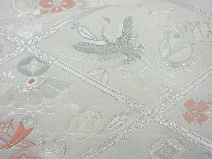 平和屋着物◎六通柄袋帯 唐織 貴光 九百錦 銀糸 逸品 BAAI6268cm