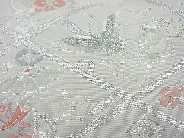 平和屋着物◎六通柄袋帯 唐織 貴光 九百錦 銀糸 逸品 BAAI6268cm