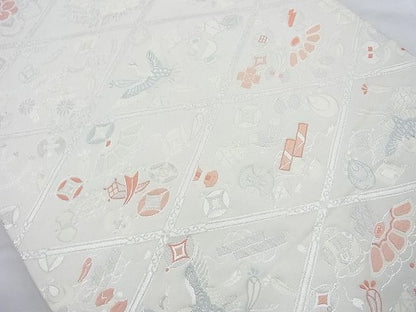 平和屋着物◎六通柄袋帯 唐織 貴光 九百錦 銀糸 逸品 BAAI6268cm