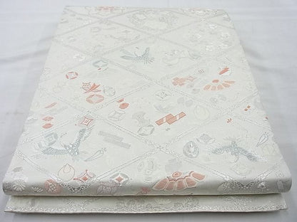 平和屋着物◎六通柄袋帯 唐織 貴光 九百錦 銀糸 逸品 BAAI6268cm