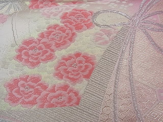 平和屋着物◎六通柄袋帯 唐織 地紙花文 金銀糸 逸品 BAAI6290cm