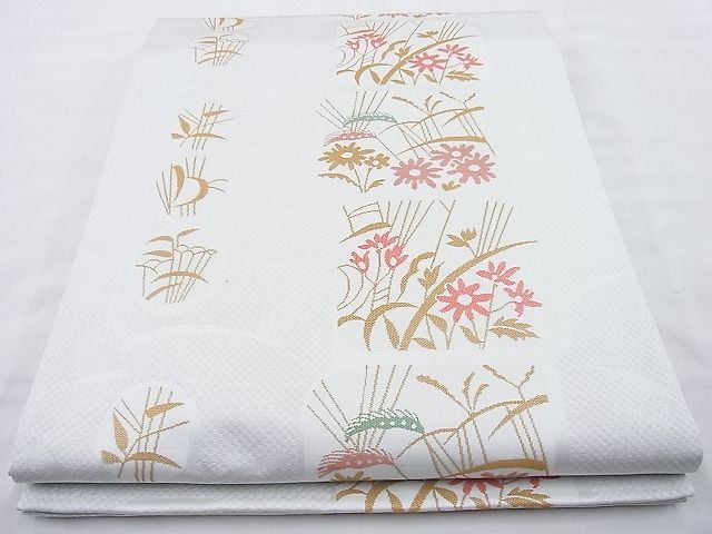平和屋着物◎六通柄袋帯 秋草文 逸品 BAAI6311cm