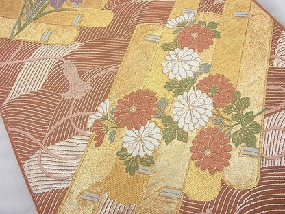 平和屋着物◎六通柄袋帯 唐織 天平錦 金糸 逸品 BAAI6300cm