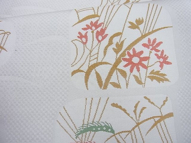 平和屋着物◎六通柄袋帯 秋草文 逸品 BAAI6311cm