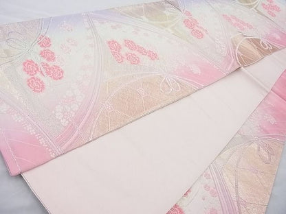 平和屋着物◎六通柄袋帯 唐織 地紙花文 金銀糸 逸品 BAAI6290cm