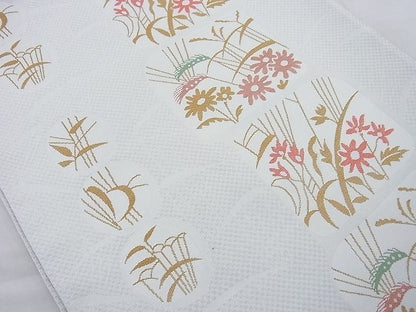 平和屋着物◎六通柄袋帯 秋草文 逸品 BAAI6311cm