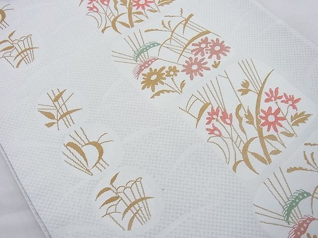 平和屋着物◎六通柄袋帯 秋草文 逸品 BAAI6311cm