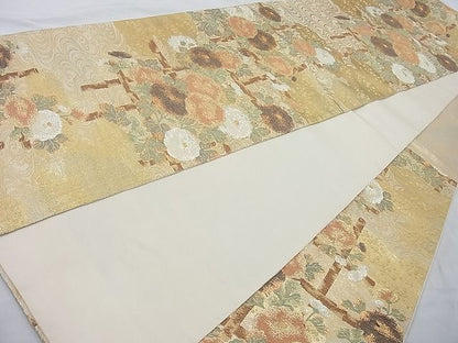 平和屋着物◎六通柄袋帯 菊籠法水文 金銀糸 逸品 BAAI6320cm