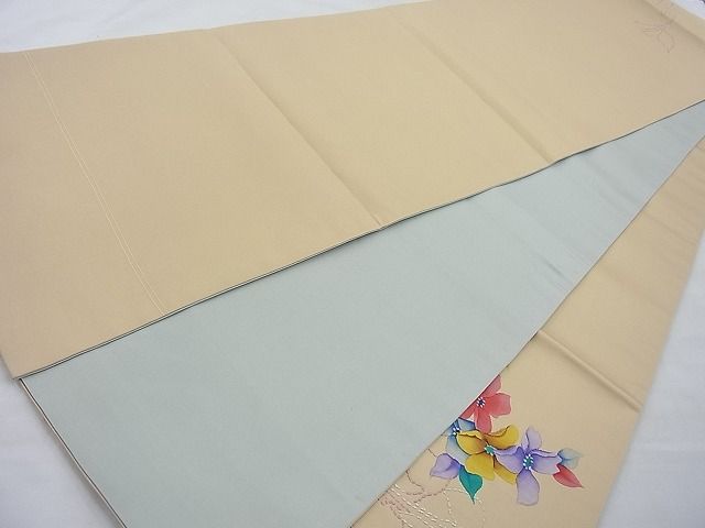 平和屋着物◎太鼓柄袋帯 手描き 刺繍 枝花文 逸品 BAAI6356cm