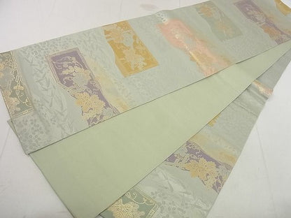 平和屋着物■六通柄袋帯　葡萄蔦の葉文　金糸　逸品　DAAF6807du