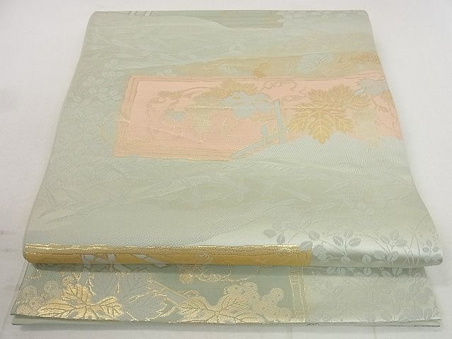 平和屋着物■六通柄袋帯　葡萄蔦の葉文　金糸　逸品　DAAF6807du