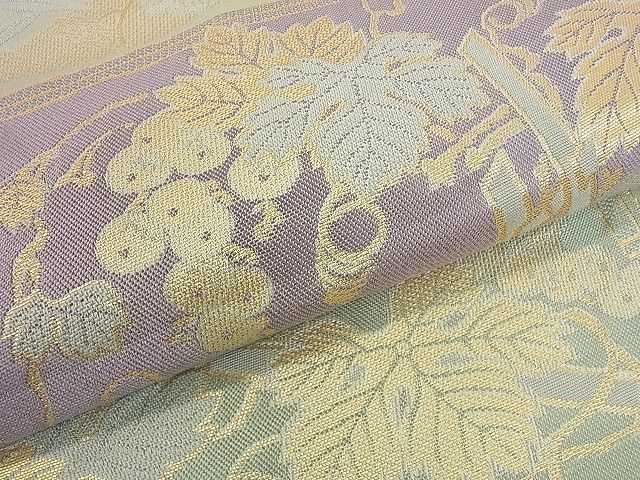 平和屋着物■六通柄袋帯　葡萄蔦の葉文　金糸　逸品　DAAF6807du