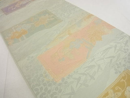 平和屋着物■六通柄袋帯　葡萄蔦の葉文　金糸　逸品　DAAF6807du