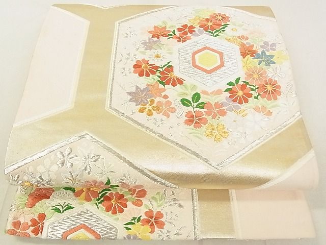 平和屋着物◎六通柄袋帯 唐織 亀甲花文 金銀糸 逸品 DAAG5796tw