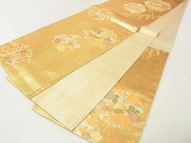平和屋着物◎佐賀錦 六通柄袋帯 吉祥鳳凰花丸文 金銀糸 逸品 DAAG5790tw