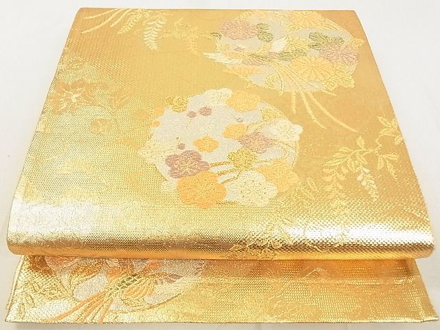 平和屋着物◎佐賀錦 六通柄袋帯 吉祥鳳凰花丸文 金銀糸 逸品 DAAG5790tw