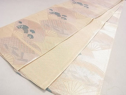 平和屋着物◎佐賀錦 全通柄袋帯 地紙扇面文 金糸 逸品 DAAG5830tw