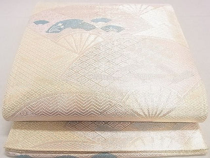 平和屋着物◎佐賀錦 全通柄袋帯 地紙扇面文 金糸 逸品 DAAG5830tw